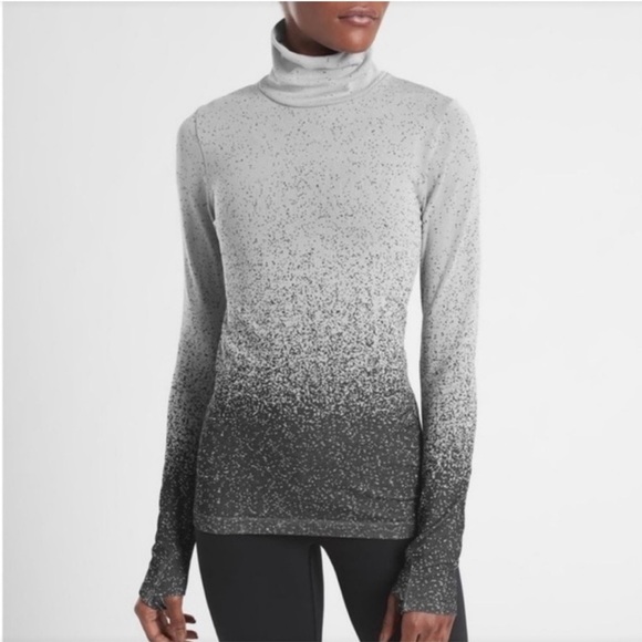 ATHLETA Flurry Blizzard Gradient Turtleneck Top Black heather grey shirt speckle - Picture 1 of 10